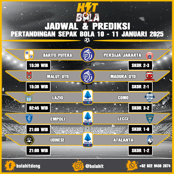 JADWAL & PREDIKSI PERTANDINGAN SEPAK BOLA