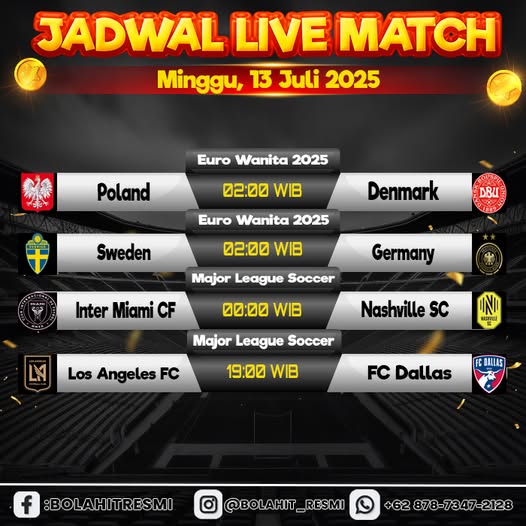 JADWAL PERTANDINGAN MINGGU