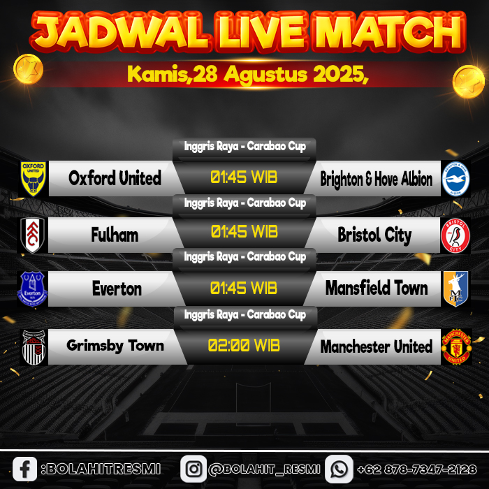 JADWAL PERTANDINGAN KAMIS, 28 AGUSTUS 2025